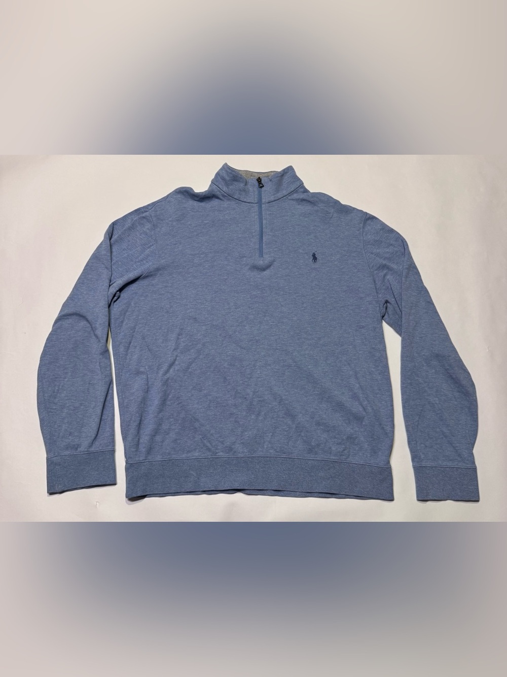 Polo Ralph Lauren Performance Sweater Mens Large Blue 1/4 Zip Pullover Pony
